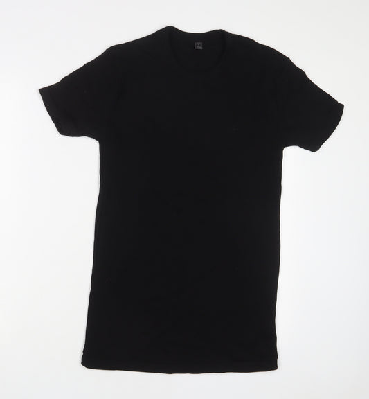 Marks and Spencer Mens Black Wool T-Shirt Size S Crew Neck - Thermal