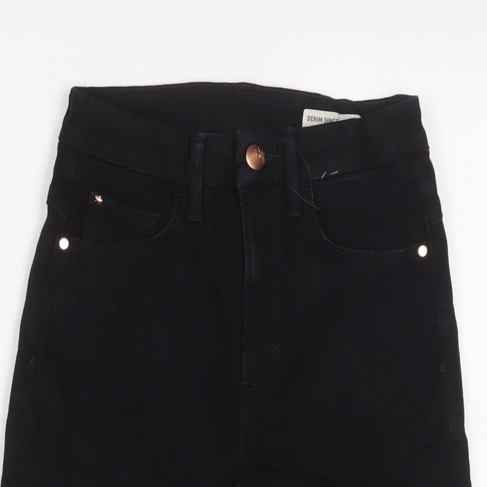 Marks and Spencer Womens Black Cotton Bermuda Shorts Size 6 L13 in Regular Zip