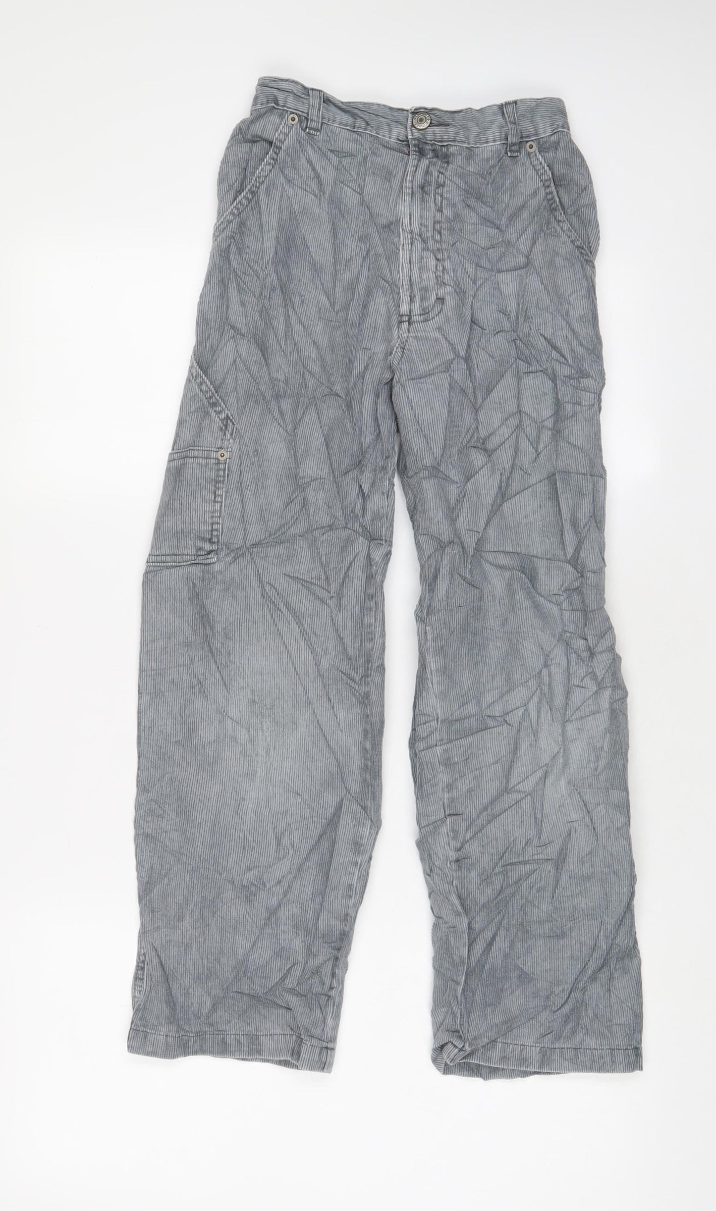 Marks and Spencer Girls Grey Cotton Capri Trousers Size 10 Years L23 in Regular Zip