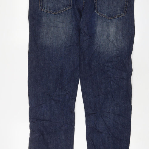 George Mens Blue Cotton Straight Jeans Size 36 in L31 in Slim Button