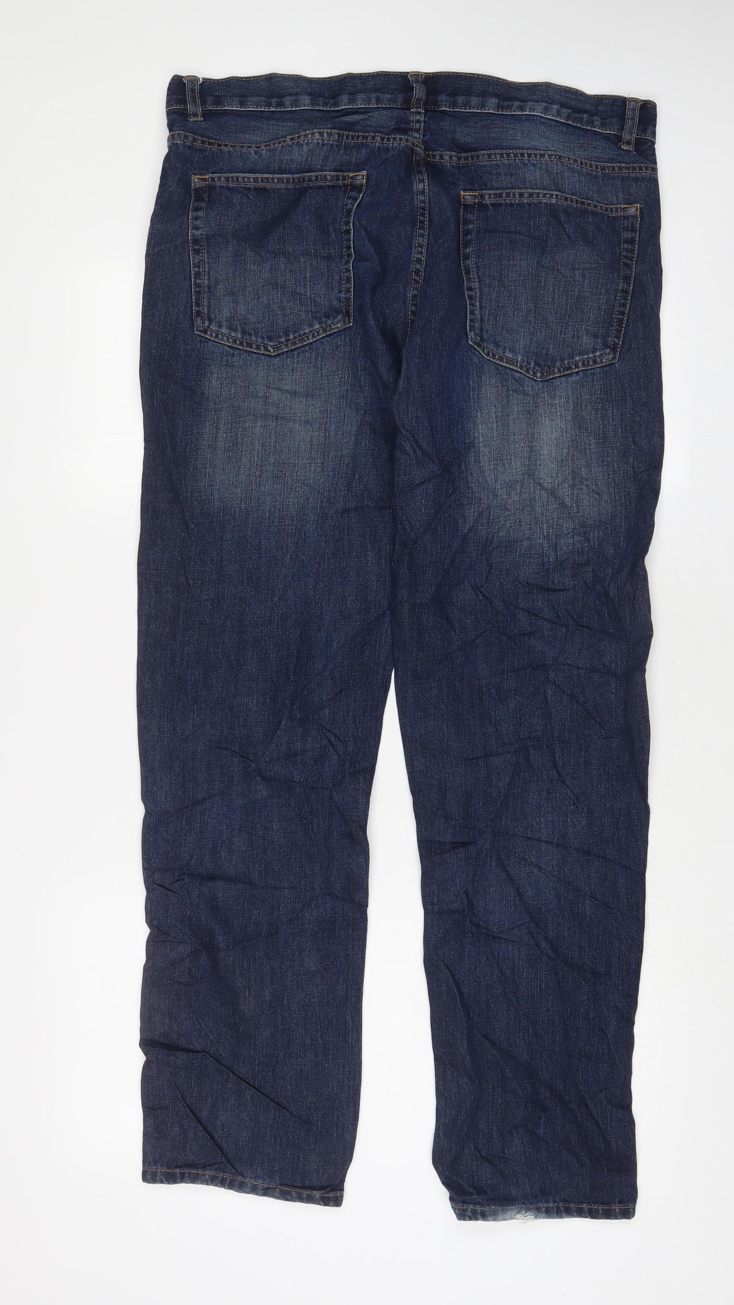 George Mens Blue Cotton Straight Jeans Size 36 in L31 in Slim Button