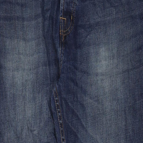 George Mens Blue Cotton Straight Jeans Size 36 in L31 in Slim Button