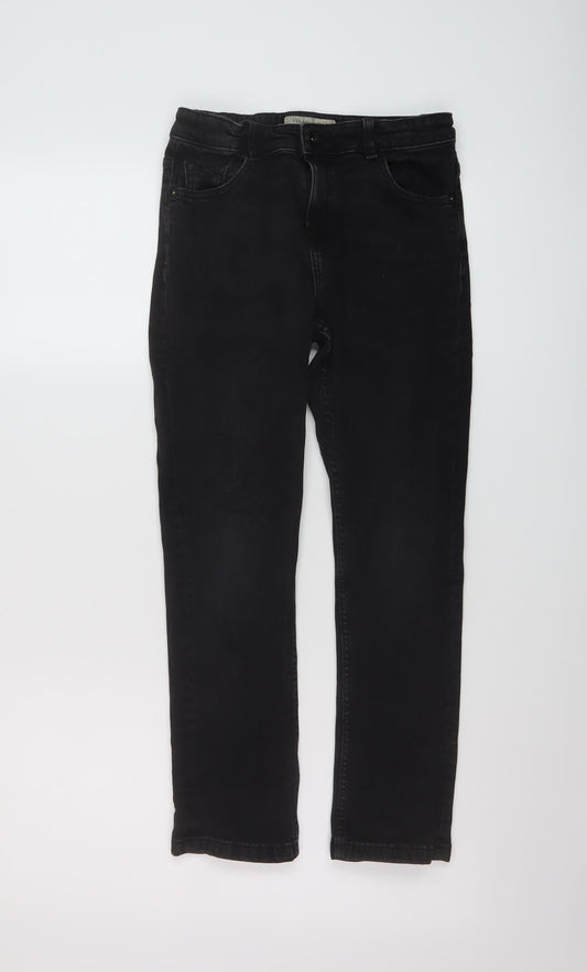 Denim & Co. Boys Black Cotton Straight Jeans Size 10-11 Years Regular Button