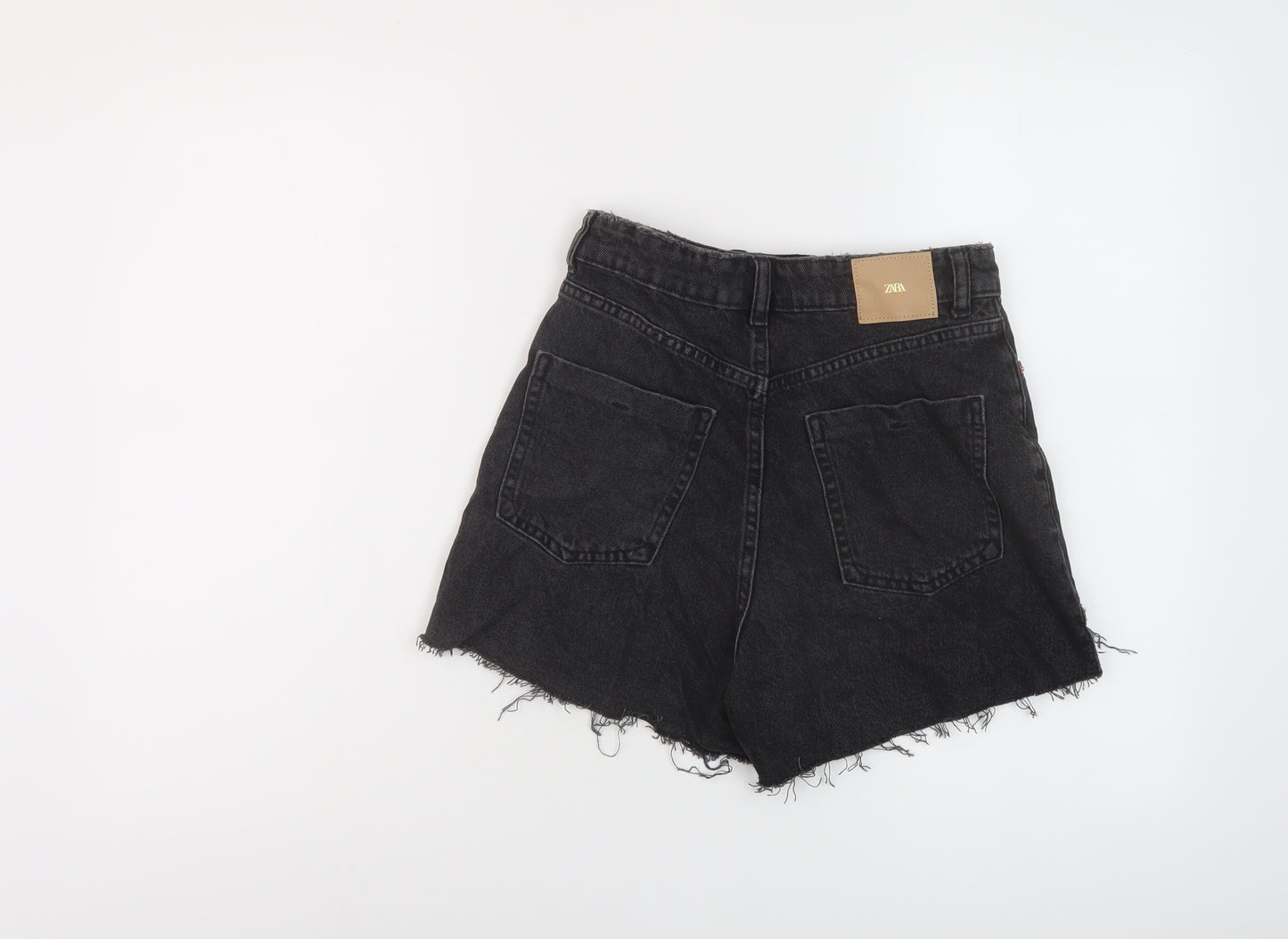 Zara Womens Grey Cotton Hot Pants Shorts Size 8 L4 in Relaxed Button