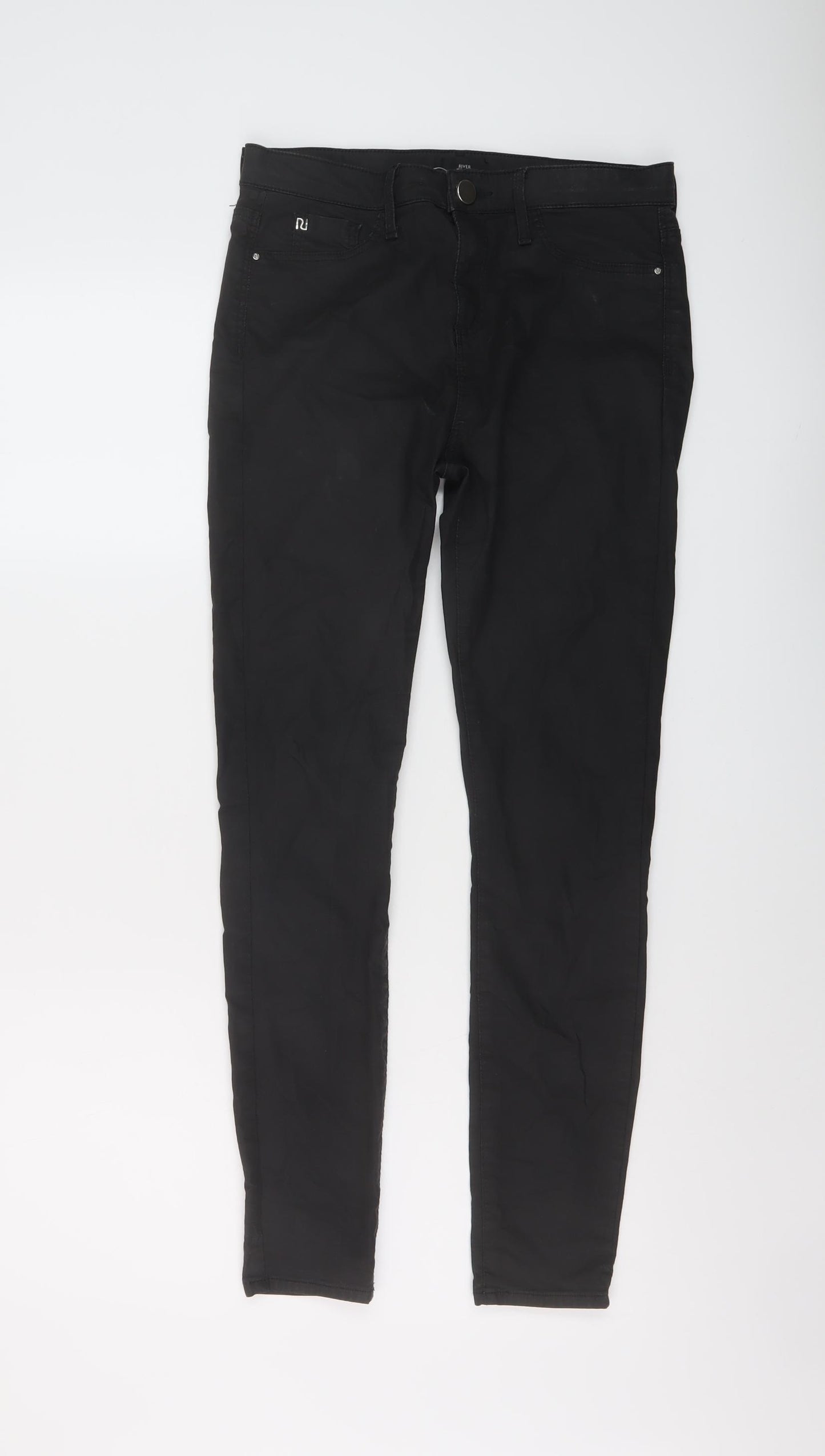 River Island Womens Black Cotton Jegging Trousers Size 10 L27 in Regular Button