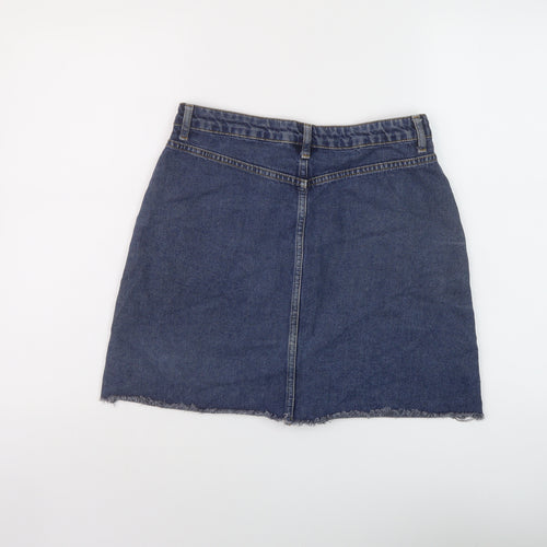 Denim & Co. Womens Blue Cotton Mini Skirt Size 12 Button