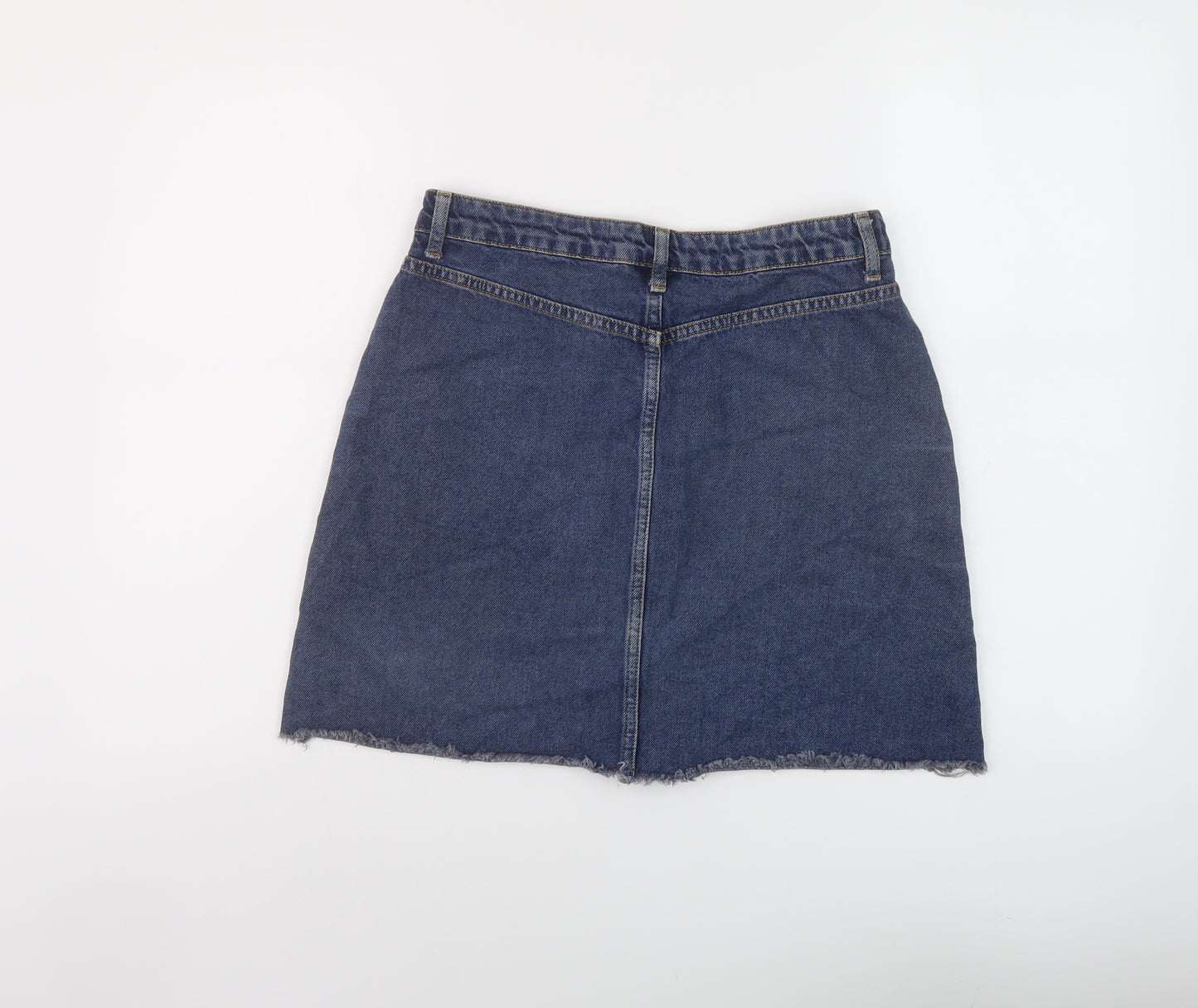 Denim & Co. Womens Blue Cotton Mini Skirt Size 12 Button