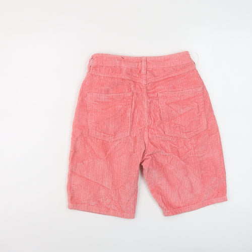 COLLUSION Womens Pink Cotton Bermuda Shorts Size 6 L9 in Regular Button