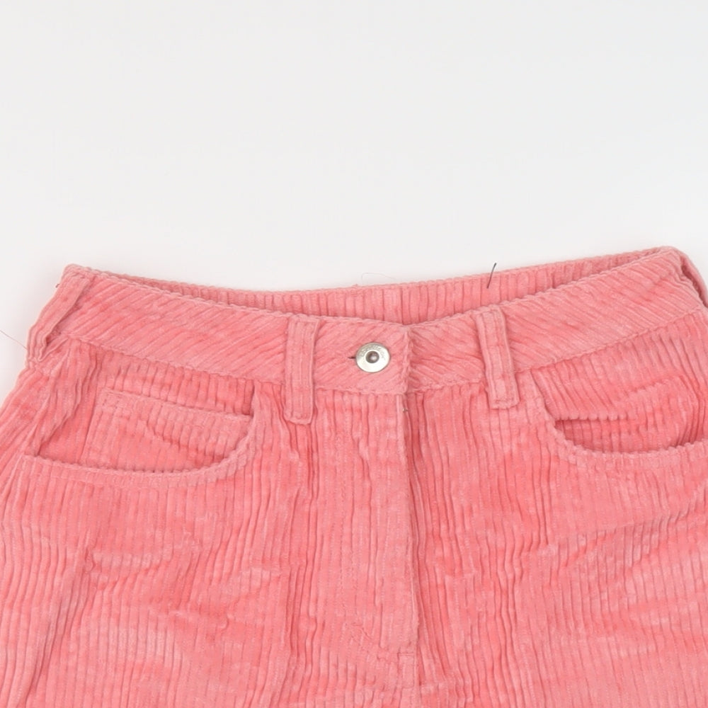 COLLUSION Womens Pink Cotton Bermuda Shorts Size 6 L9 in Regular Button