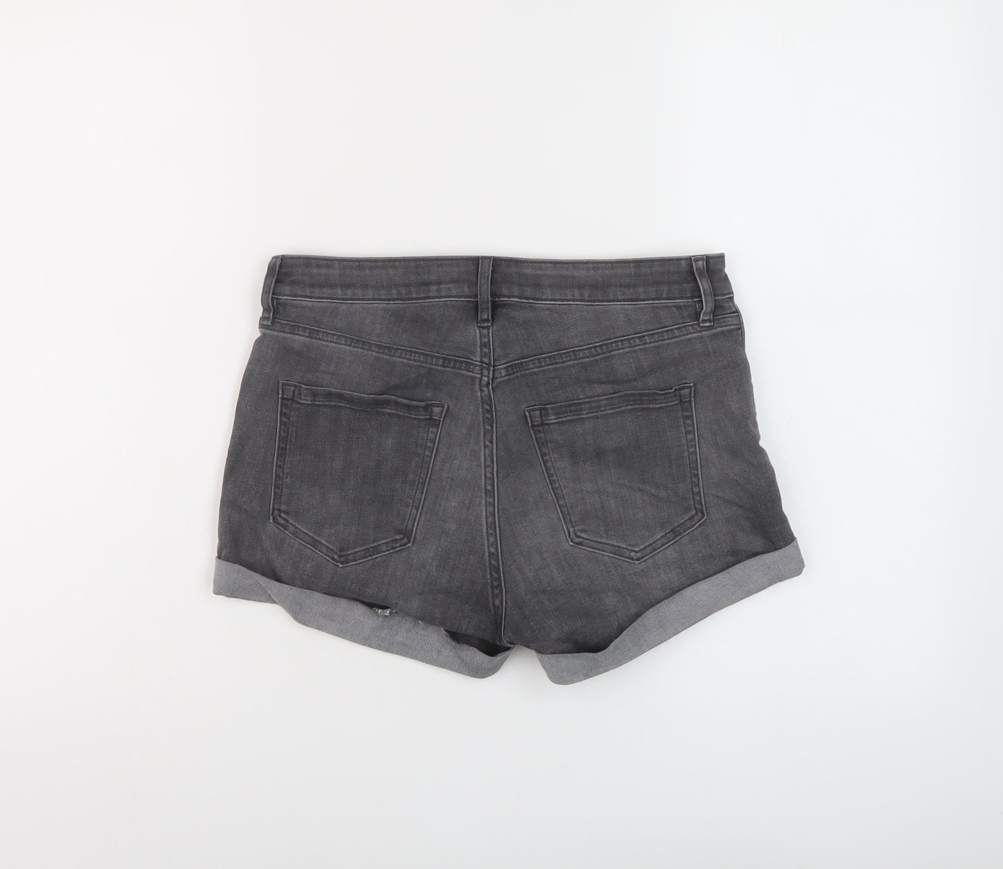 H&M Womens Grey Cotton Hot Pants Shorts Size 8 L3 in Regular Button