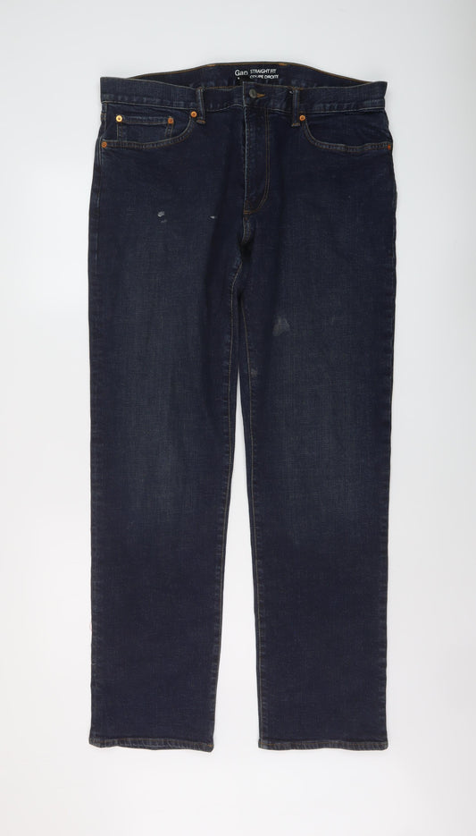 Gap Mens Blue Cotton Straight Jeans Size 36 in L34 in Regular Button