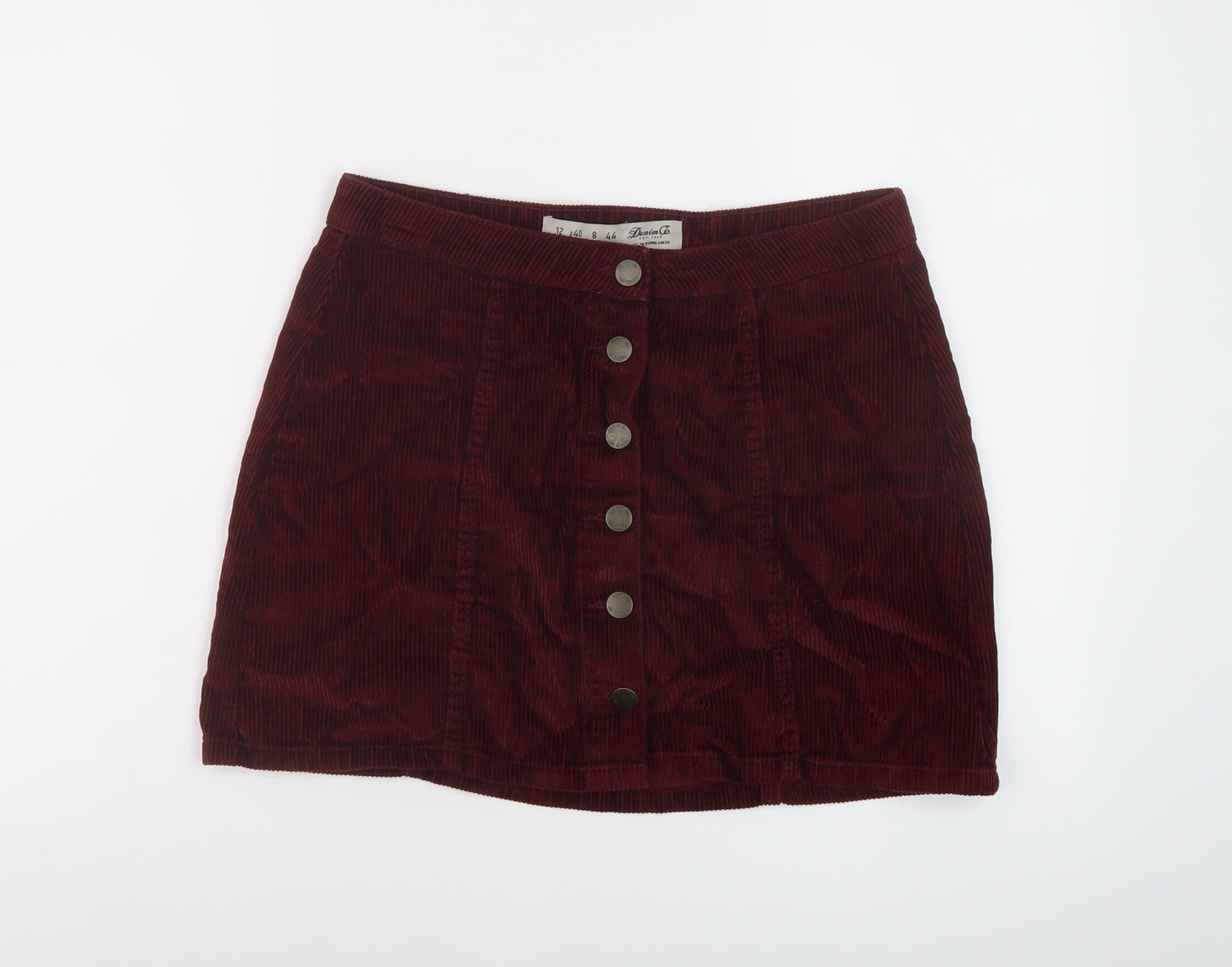 Denim & Co. Womens Red Cotton Mini Skirt Size 12 Button