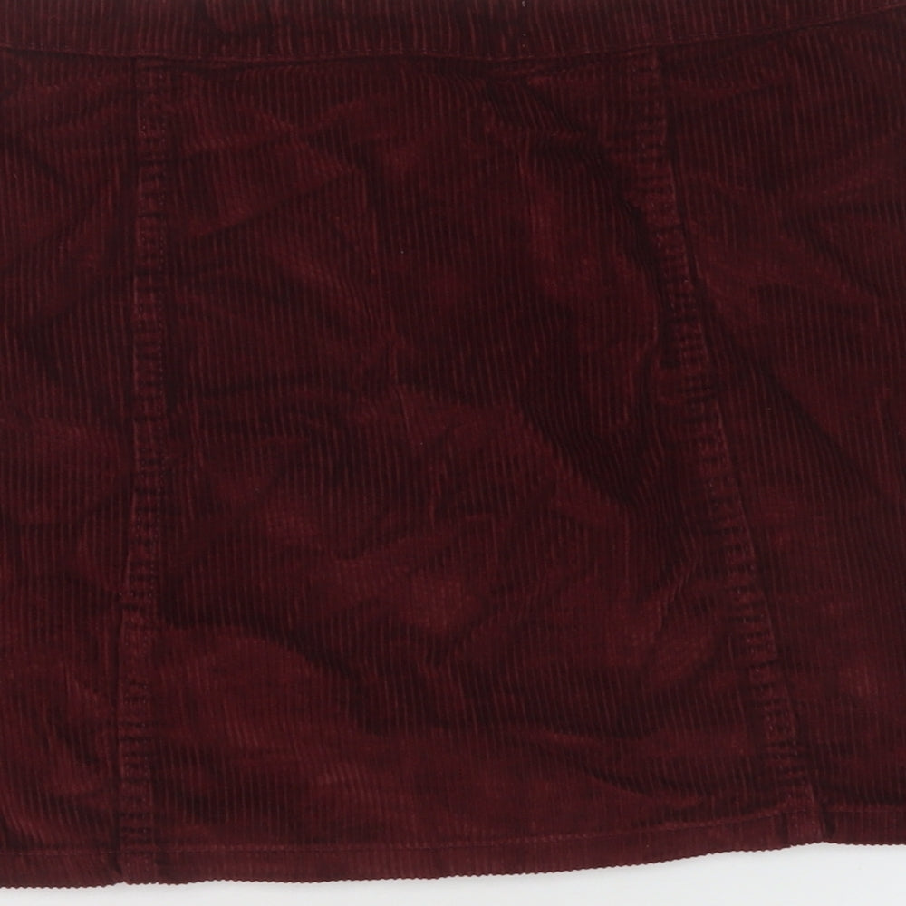 Denim & Co. Womens Red Cotton Mini Skirt Size 12 Button