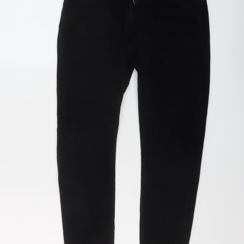 Denim & Co. Womens Black Cotton Trousers Size 10 L26 in Regular Button