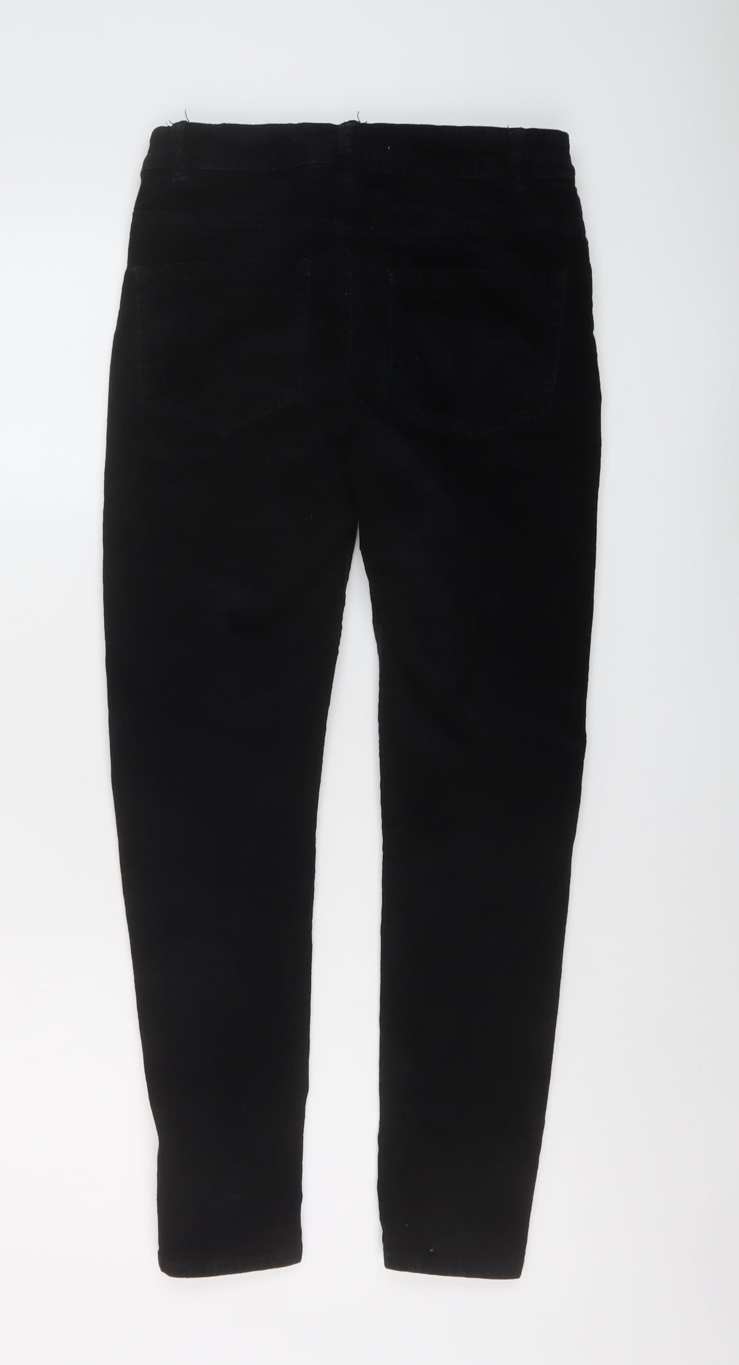 Denim & Co. Womens Black Cotton Trousers Size 10 L26 in Regular Button