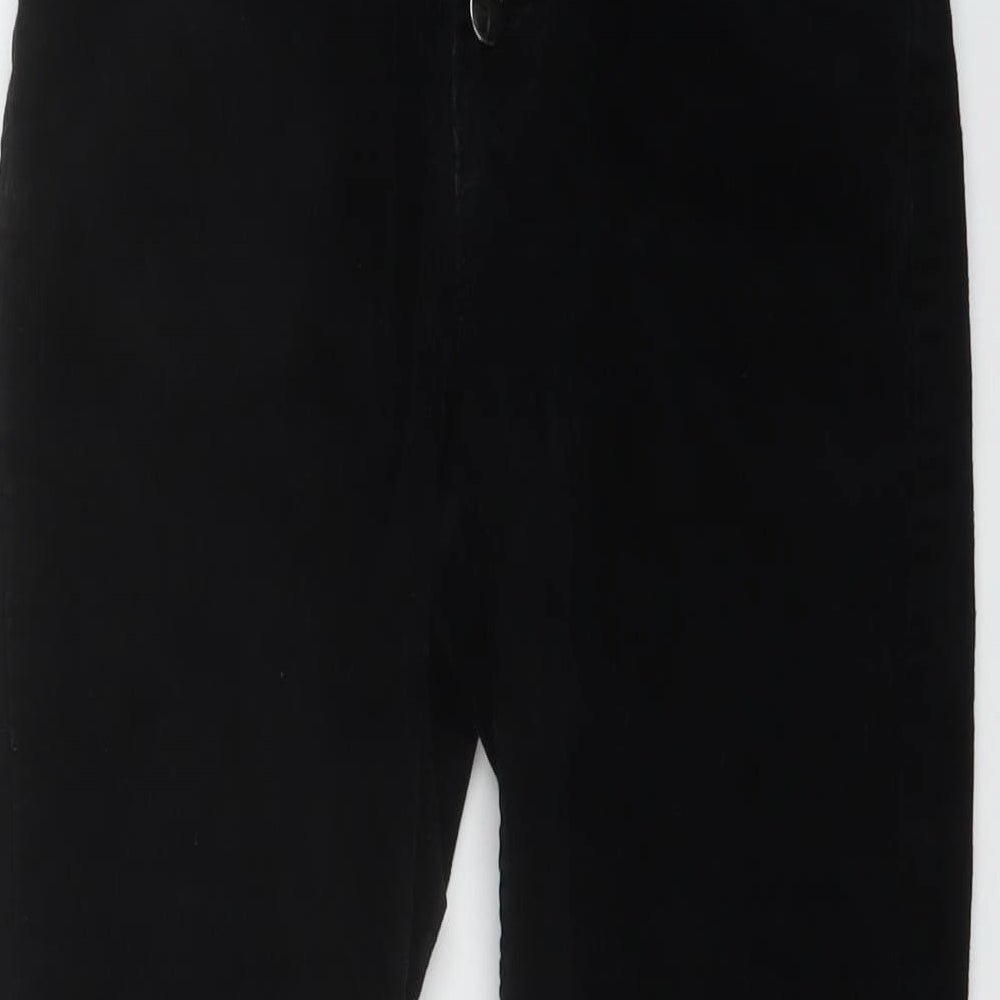 Denim & Co. Womens Black Cotton Trousers Size 10 L26 in Regular Button