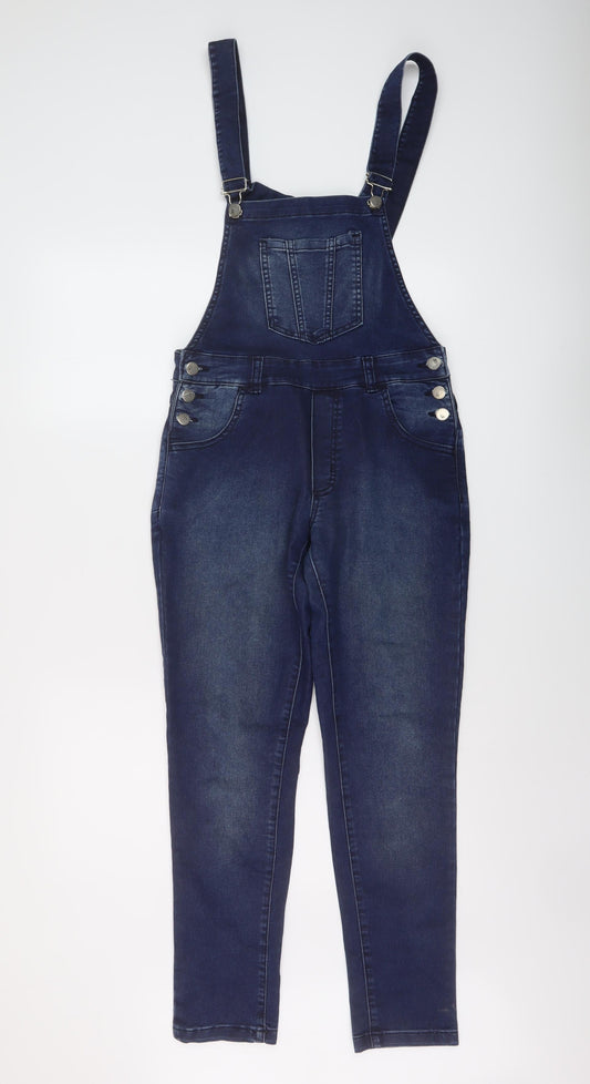 Riffle Jeans Womens Blue Cotton Dungaree One-Piece Size L Buckle