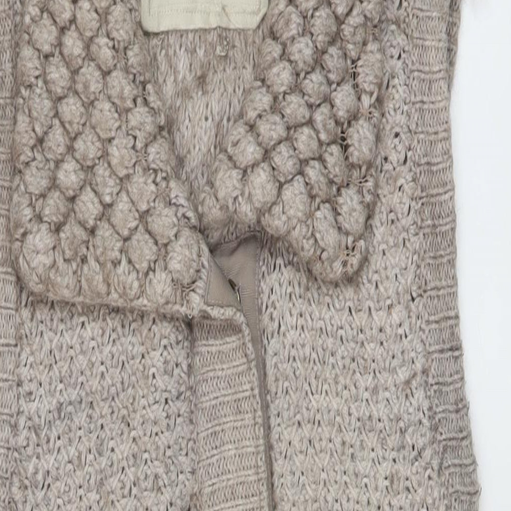 River Island Womens Beige V-Neck Acrylic Cardigan Jumper Size 12