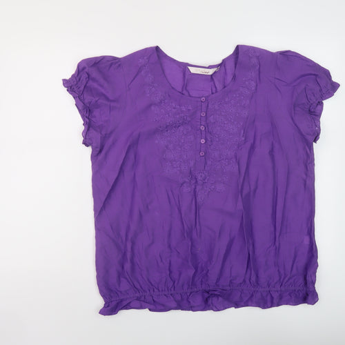 EWM Womens Purple Cotton Basic Blouse Size 18 Round Neck