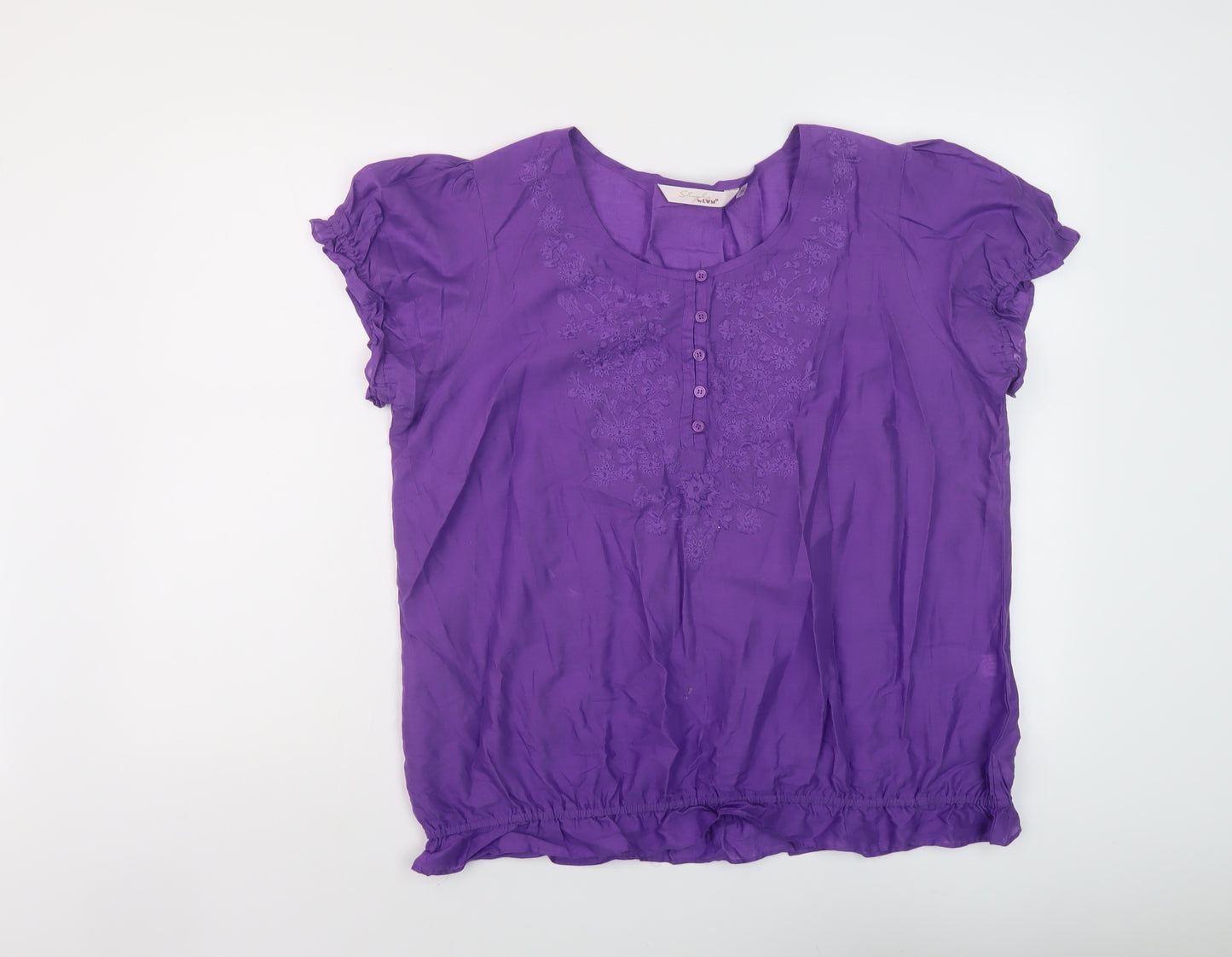 EWM Womens Purple Cotton Basic Blouse Size 18 Round Neck