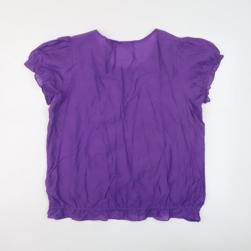 EWM Womens Purple Cotton Basic Blouse Size 18 Round Neck