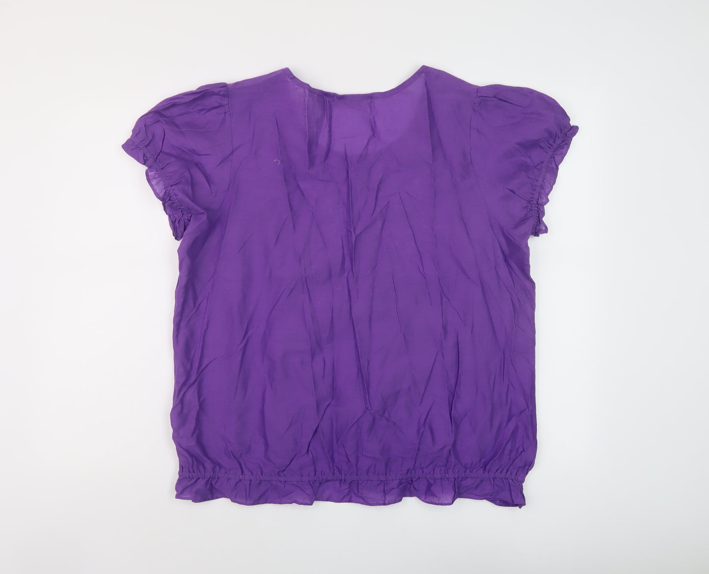 EWM Womens Purple Cotton Basic Blouse Size 18 Round Neck