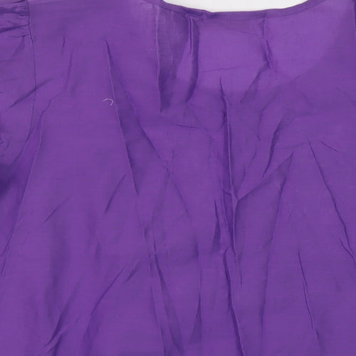 EWM Womens Purple Cotton Basic Blouse Size 18 Round Neck