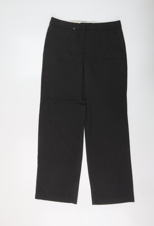 NEXT Womens Black Polyester Trousers Size 10 L31 in Regular Hook & Eye