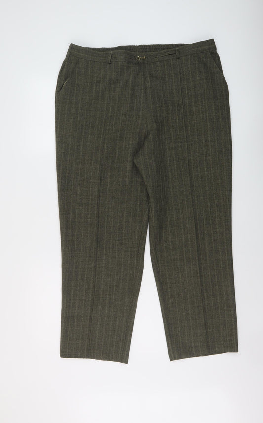 Marks and Spencer Womens Green Polyester Trousers Size 18 L26 in Regular