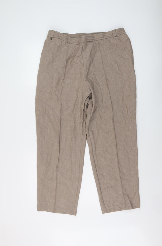 Marks and Spencer Womens Beige Polyester Trousers Size 18 L27 in Regular