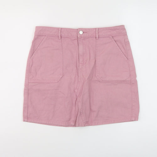 TU Womens Pink Cotton Mini Skirt Size 12 Button