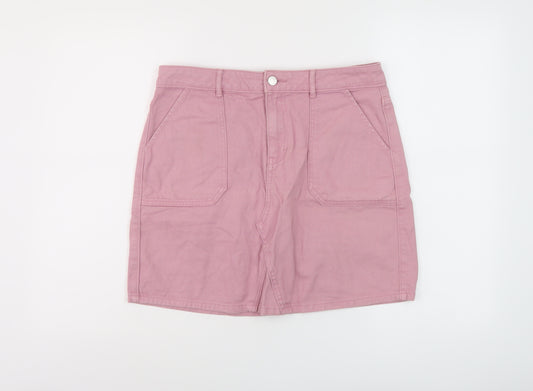 TU Womens Pink Cotton Mini Skirt Size 12 Button