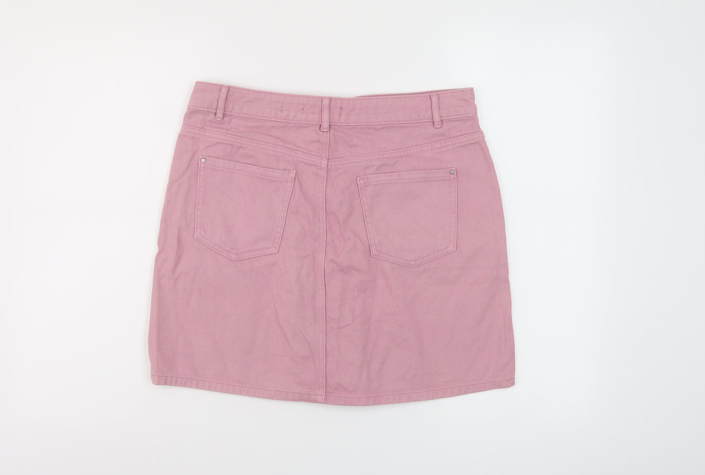 TU Womens Pink Cotton Mini Skirt Size 12 Button