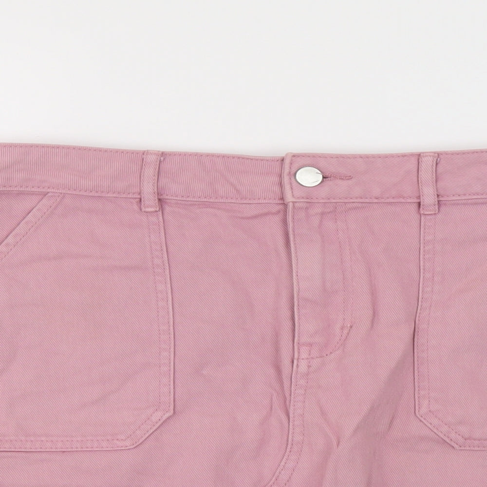 TU Womens Pink Cotton Mini Skirt Size 12 Button