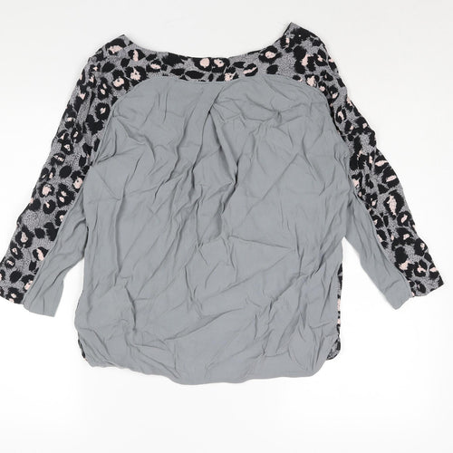 InWear Womens Grey Viscose Basic Blouse Size 14 V-Neck - Leopard Print