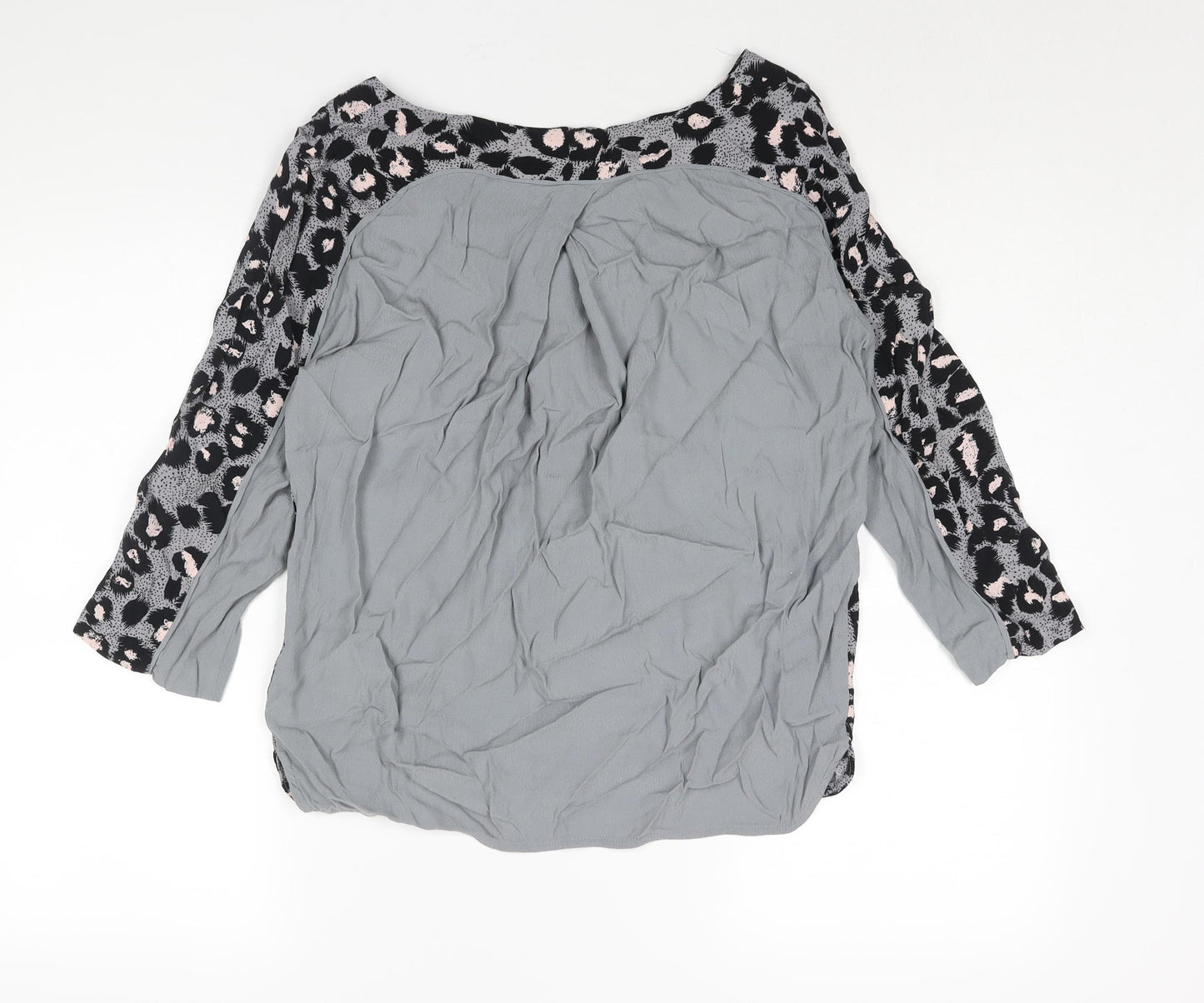 InWear Womens Grey Viscose Basic Blouse Size 14 V-Neck - Leopard Print