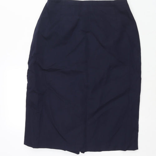 St Michael Womens Blue Polyester Straight & Pencil Skirt Size 12 Zip - Closed Vent