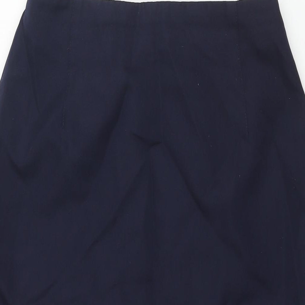 St Michael Womens Blue Polyester Straight & Pencil Skirt Size 12 Zip - Closed Vent