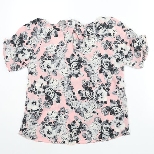 Dorothy Perkins Womens Pink Floral Polyester Basic Blouse Size 12 Round Neck