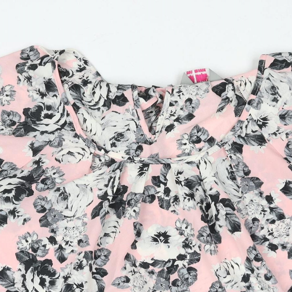 Dorothy Perkins Womens Pink Floral Polyester Basic Blouse Size 12 Round Neck