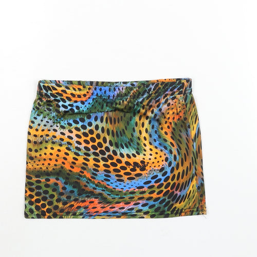 PRETTYLITTLETHING Womens Multicoloured Geometric Polyester Mini Skirt Size 8