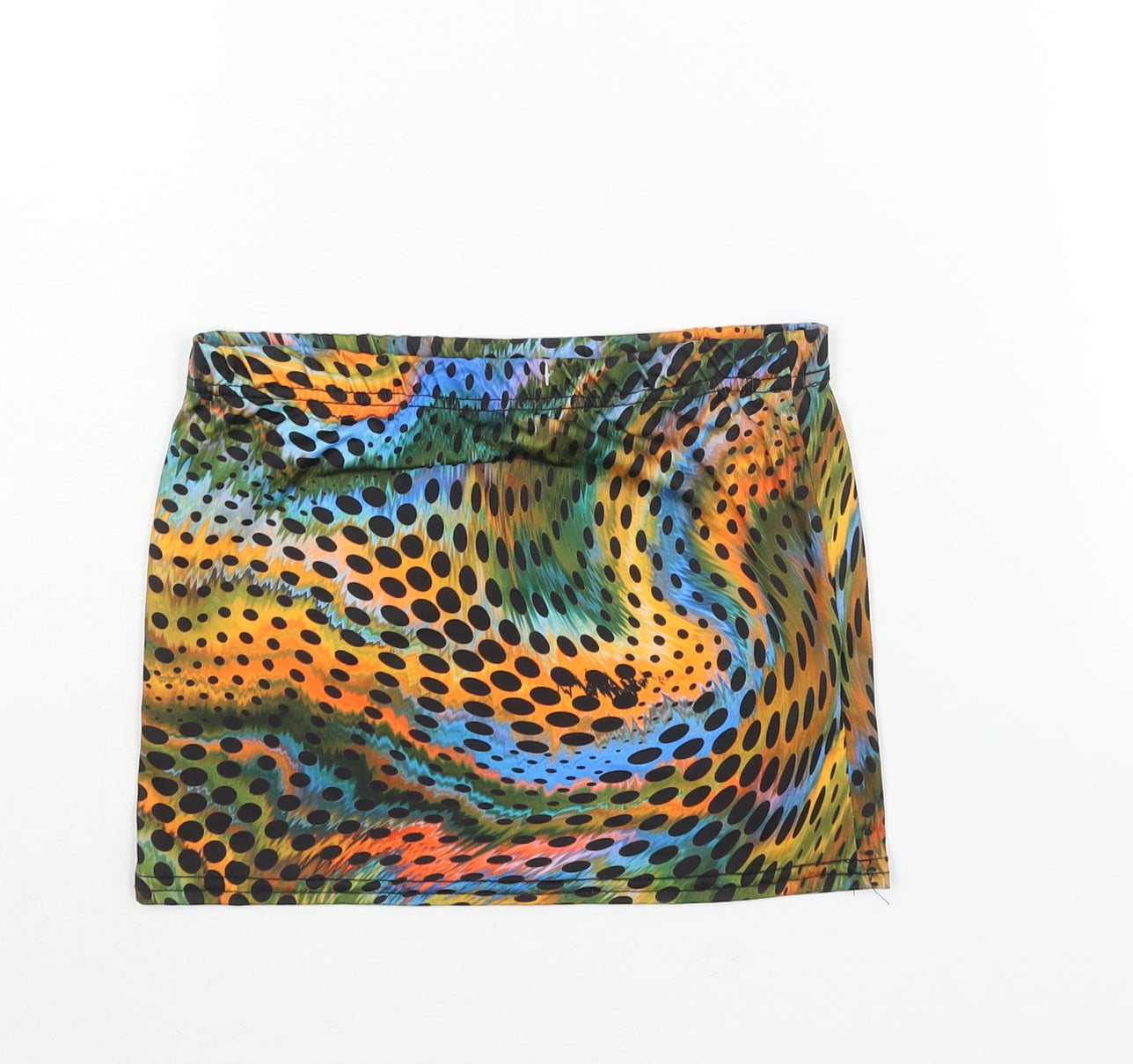 PRETTYLITTLETHING Womens Multicoloured Geometric Polyester Mini Skirt Size 8