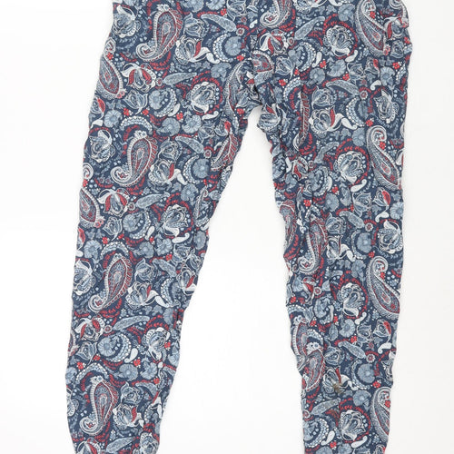 NEXT Womens Blue Paisley Viscose Harem Trousers Size 10 L28 in Regular - Elasticated Waist