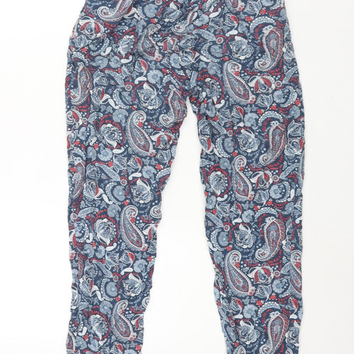 NEXT Womens Blue Paisley Viscose Harem Trousers Size 10 L28 in Regular - Elasticated Waist