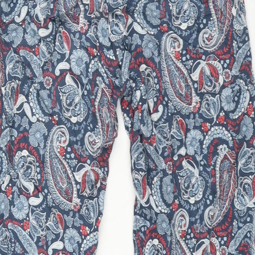 NEXT Womens Blue Paisley Viscose Harem Trousers Size 10 L28 in Regular - Elasticated Waist