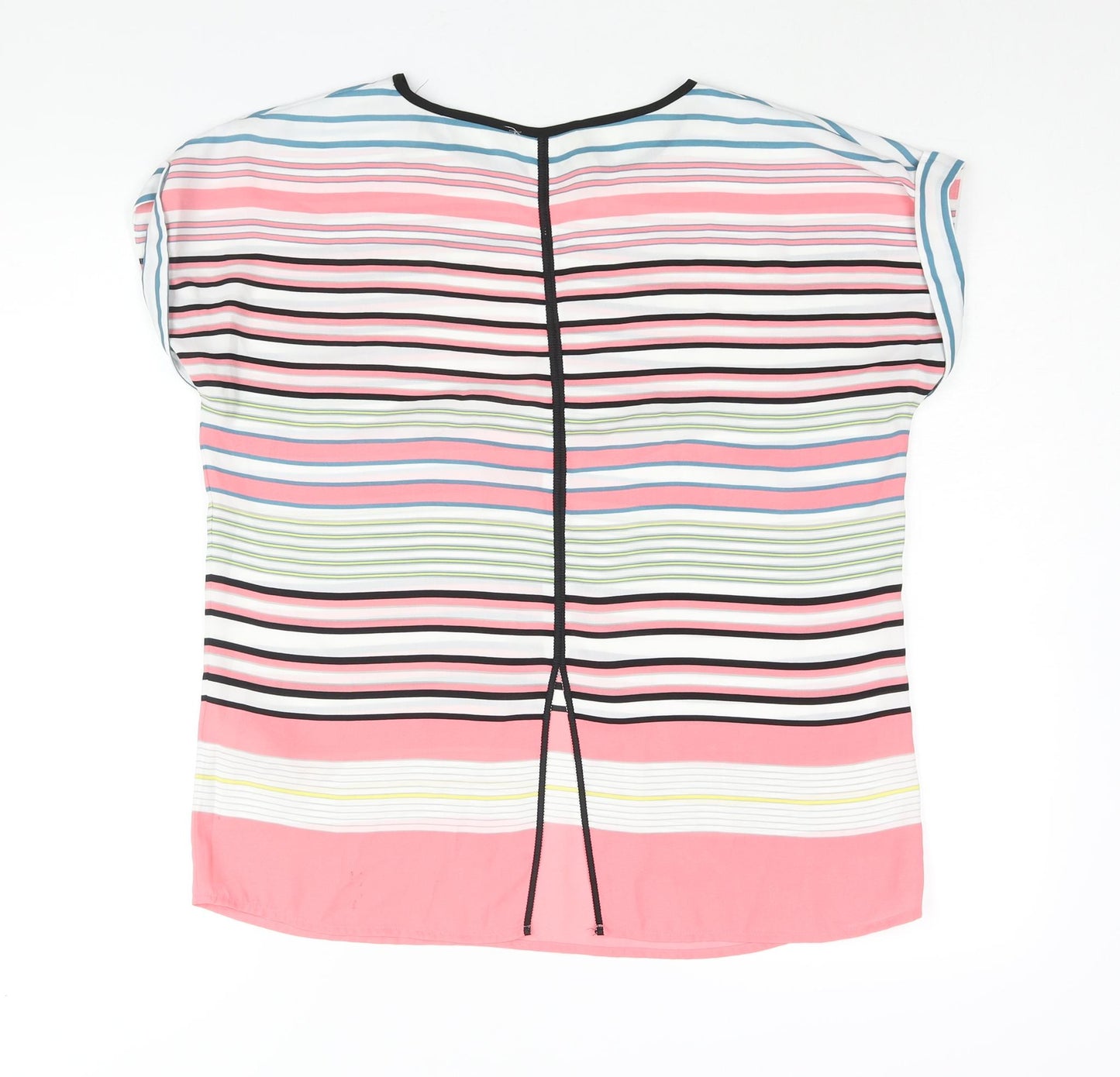 Oasis Womens Multicoloured Striped Polyester Basic Blouse Size 10 Round Neck - Back Slit