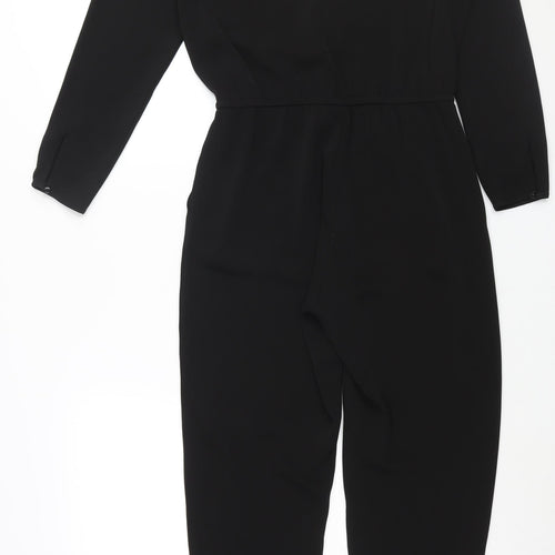 H&M Womens Black Polyester Jumpsuit One-Piece Size 8 L28 in Button