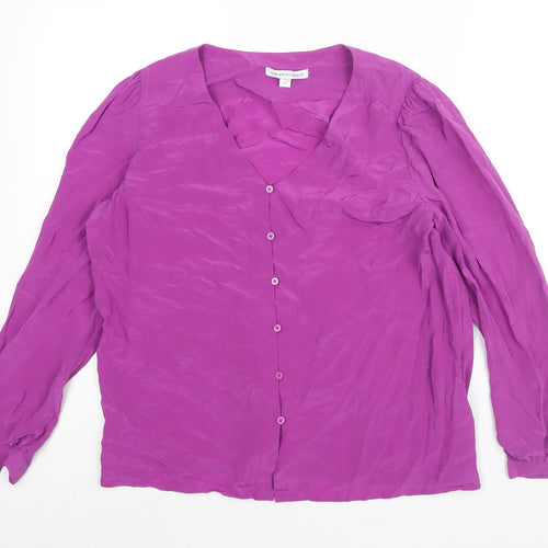 Fenn Wright Manson Womens Purple Polyester Basic Blouse Size 14 V-Neck