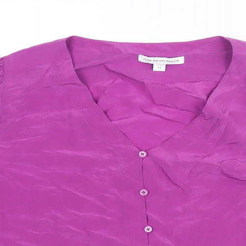 Fenn Wright Manson Womens Purple Polyester Basic Blouse Size 14 V-Neck