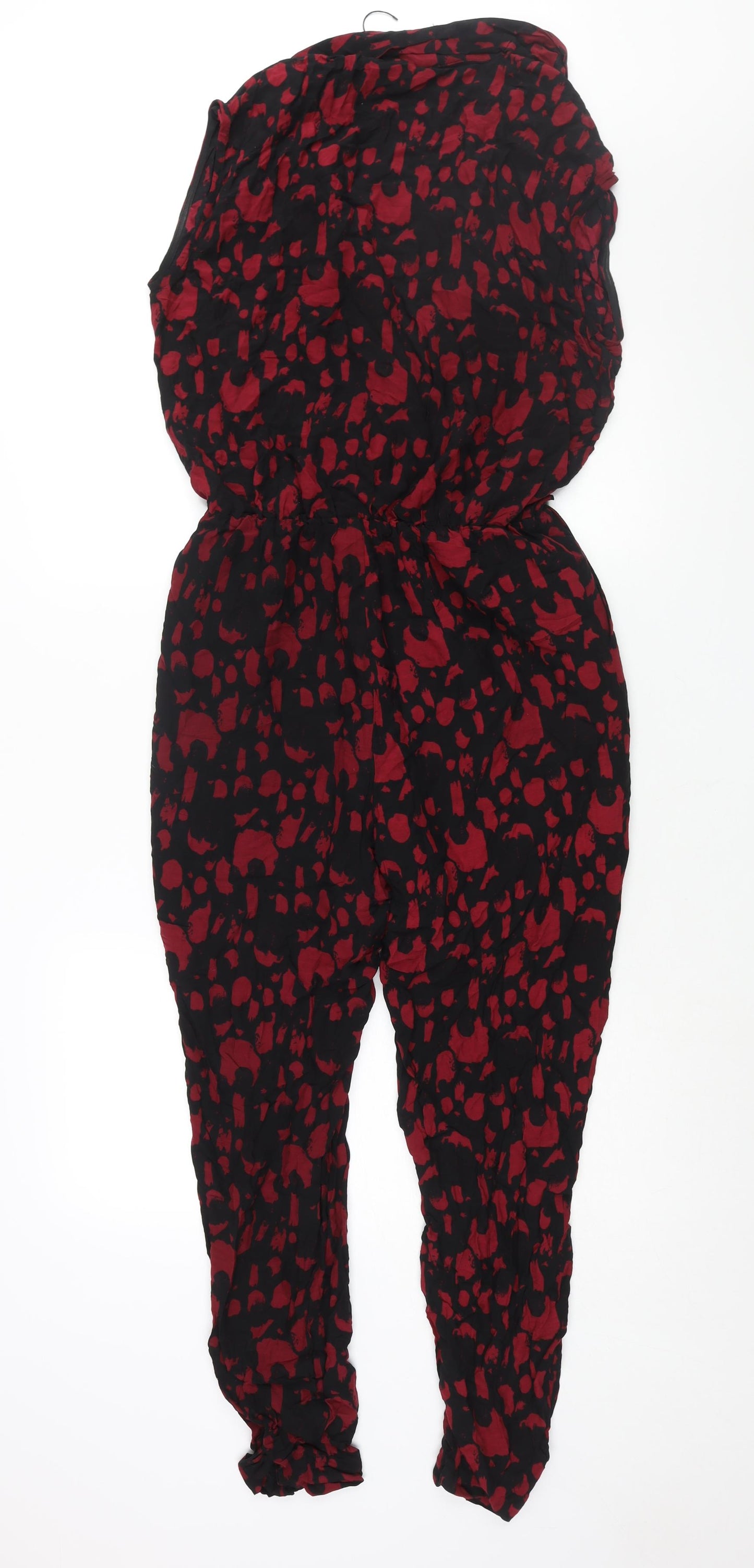 Selected Femme Womens Red Geometric Viscose Jumpsuit One-Piece Size 8 L28 in Pullover